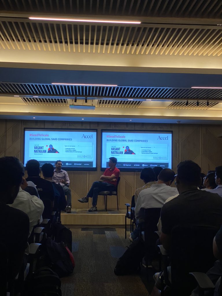 ypranay19's tweet image. We have @vas (partner @Accel) and @AbhinavC (partner @Accel_India) sharing their thoughts on building #global #SaaS companies out of India

If you missed this one, we got you covered - stay tuned for insights from this session (and more!) soon...

#BuildWithAccel #SeedToScale