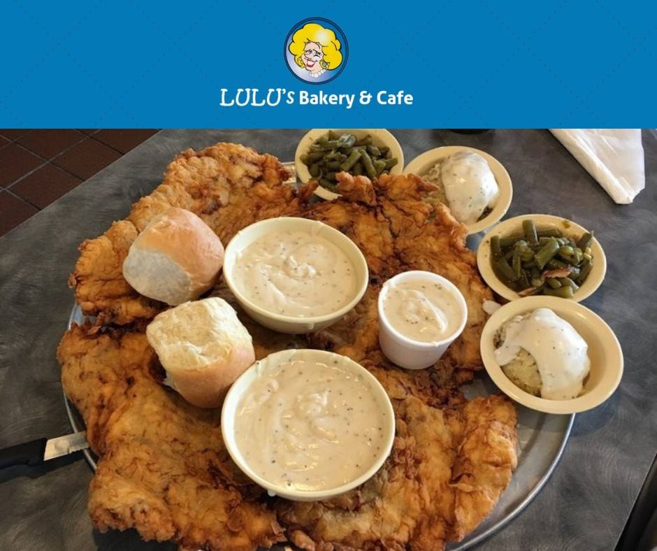 LulusBakeryTX's tweet photo. Can you handle our Texas Ranger Challenge? Eat a 21 oz. chicken fried steak with double sides and 2 rolls in 12 minutes and it's free! You will also receive a "I Beat the Ranger" t-shirt for bragging rights.
#lulusbakeryandcafe #southerncomfort #comfortfood https://t.co/rk0dN597Ou
