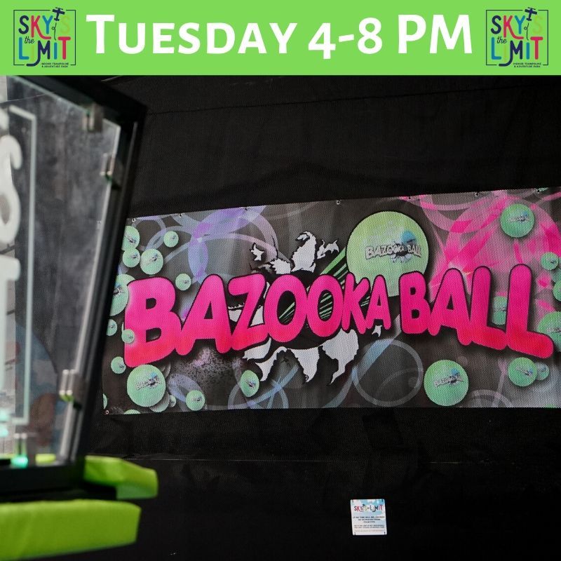 SkysTheLimitKY's tweet photo. Tuesdays are for jumping!  And Bazooka Ball!  You can also get our Tuesday special - 2 hours for the price of 1 (same jumper). https://t.co/tUv1Rm1ACv