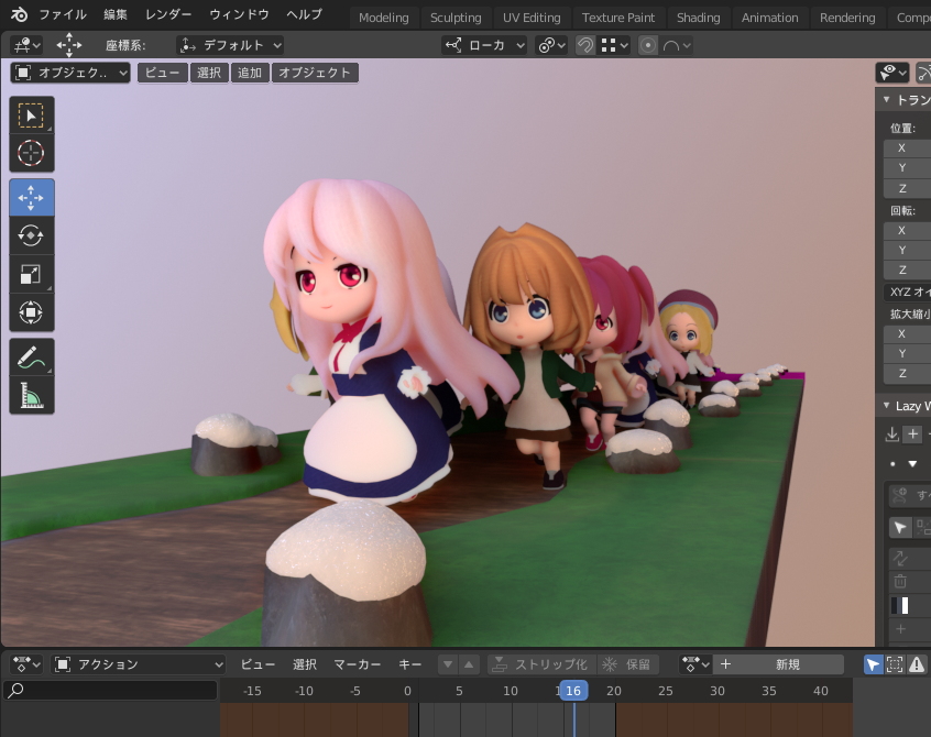 inukun's tweet photo. 全部blenderで作る練習をはじめて約2月。だいぶ仲良くなったかな。ほぼ最終ルックで作業できるのは単純に楽しい💪 https://t.co/E8ZmXjTPVY