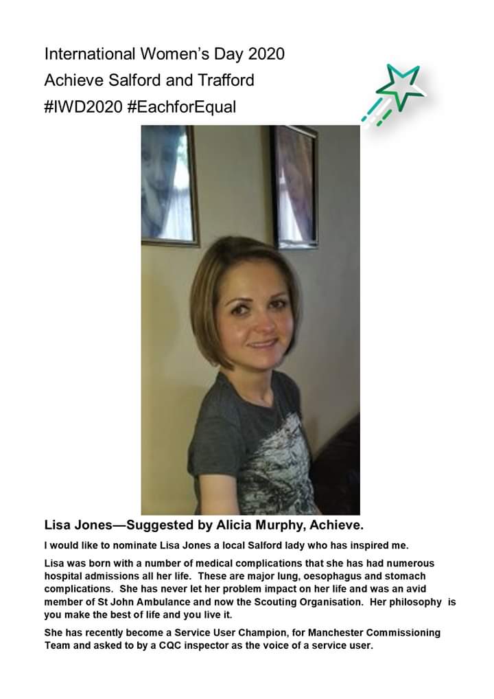 RDarbyshireGMMH's tweet photo. At Achieve we have invited colleagues to submit suggestions of inspirational women or others that have worked towards equality for women, we will post this week and next, either side of International Women's Day. #EachforEqual @SJ_AchieveBST @GMMH_NHS https://t.co/xCIZr851AO