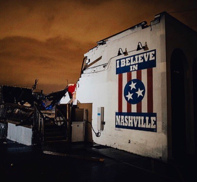OleRed's tweet photo. This mural rings so true today. We believe in Nashville. We are with those who have lost during the devastating tornados last night 💔#olerednashville https://t.co/xS4k67hThs