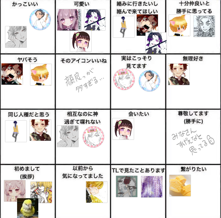 # RTした人を勝手に図に追加してみようのコーナー
遅くなりましたがやりましたー!反応くださった方ありがとうございます😊
アイコンお借りしました。 