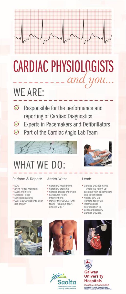 pnolan99's tweet image. Cardiac Physiologists are fabulous #weHSCPs
We perform and provide a report all non-invasive Cardiac Diagnotics, are experts in follow-up of pacemaker and defibrillator checks.
We are slo part of the #CODESTEMI Team
We say over 18,000 patients in GUH last year
@weHSCP @HSELive