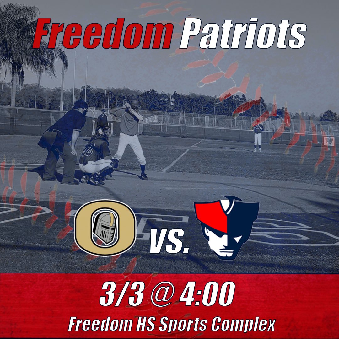 FHSPatriotsBSB's tweet photo. GAME DAY! The Patriots take on @OcoeeBaseball @ 4PM! #BB4B https://t.co/fO7L95nku5