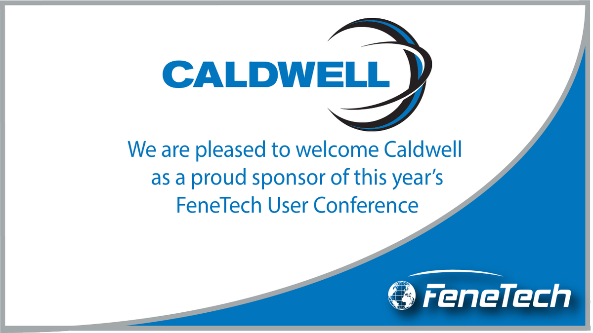 FeneTech's tweet photo. FeneTech is excited to announce Caldwell Manufacturing as one of the sponsors of the 18th Annual FeneTech User Conference. As part of their sponsorship, we're pleased to welcome Caldwell's Gary Miller as a featured presenter. #FTUC2020 #CaldwellManufacturing #FeneVision https://t.co/zgt8cGQkH0