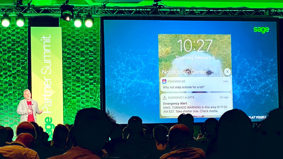 TheAnswerCo's tweet image. While 70% of tasks happening in @SageIntacct are automated, saving people and companies time &amp;amp; money, @AaronRHarris (Sage CTO) illustrates how there are some areas where tech may always fail compared to humans. #usetechforgood #tech #AI #PokemonGo #SagePartnerSummit @SagePartners