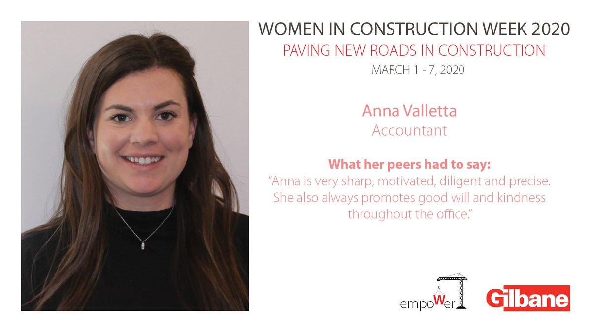 GilbaneBuilding's tweet photo. We're celebrating #WomenInConstruction week! Meet Anna, her peers say she's very sharp, motivated, diligent and precise.  #empoWer https://t.co/dXIDOwgEM8