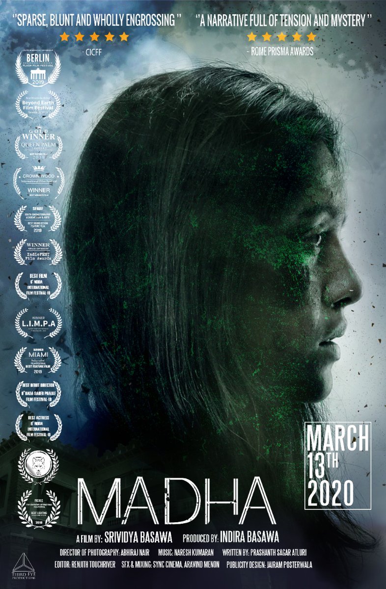 PulagamOfficial's tweet photo. Internationally critically acclaimed Psychological thriller #Madha First look unveiled by dashing director @harish2you

Directed by debutant @srividyabasawa, this intriguing flick all set to release on March 13th.

@film_madha #madha #thirdeyeproductions #womenincinema #filmmadha https://t.co/uPoFpM46WK