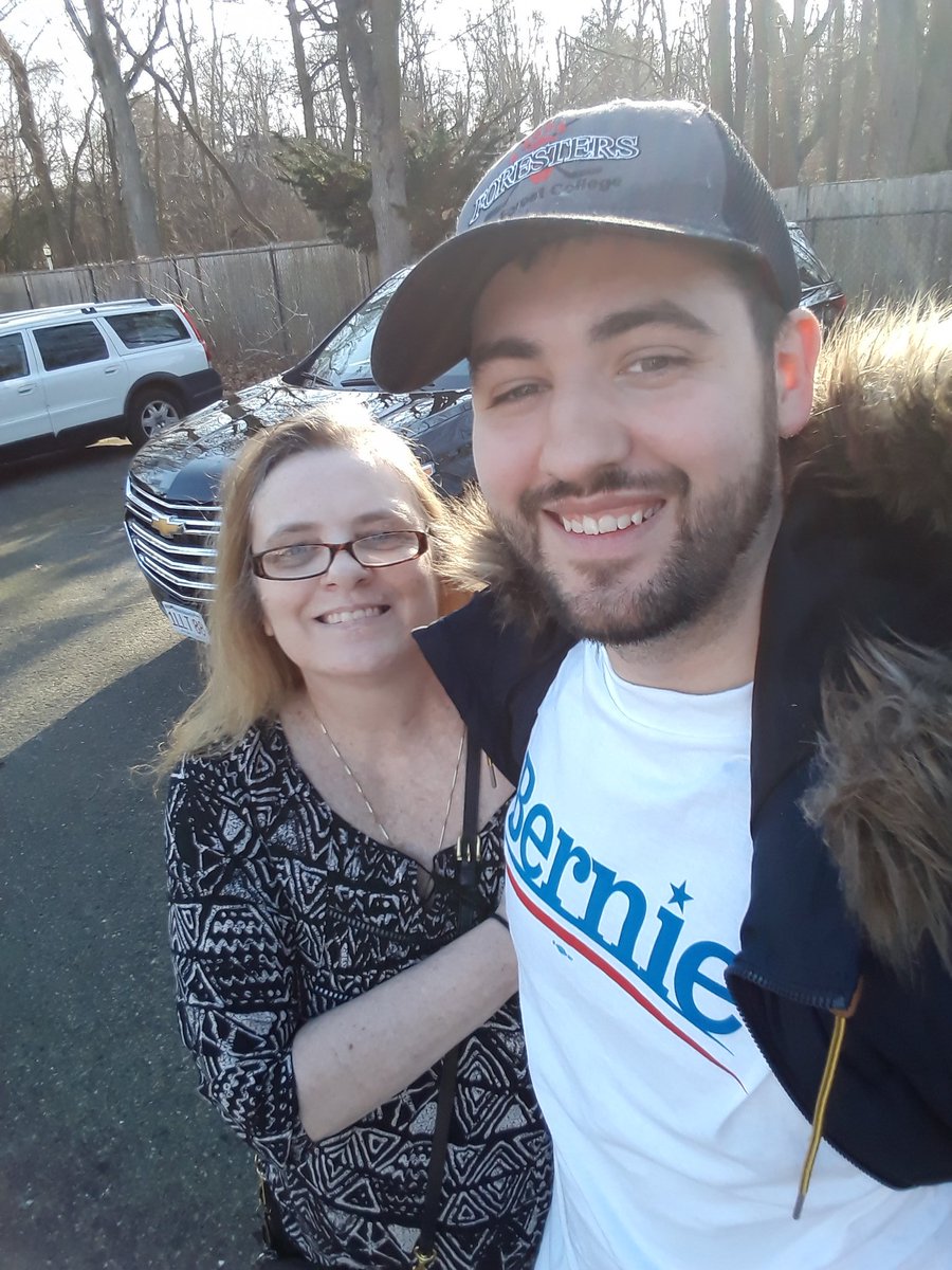 TomfooleryGuy's tweet photo. So proud and thankful of my mom for voting for the first time today in over 10 years!! The Bells are for Bernie #Bernie2020 #BernieInMA https://t.co/OmAvbC1z4d