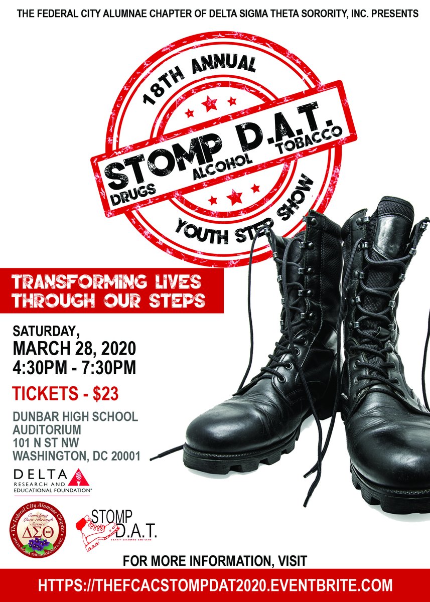 stompdat's tweet photo. Less than a month away from the biggest youth step show competition in DC.  Join us https://t.co/4c1yY4X02o  @TheFCACDST Stomp D.A.T #stompdat #dst1913 #fcac1696 https://t.co/wFP8KDH1b2
