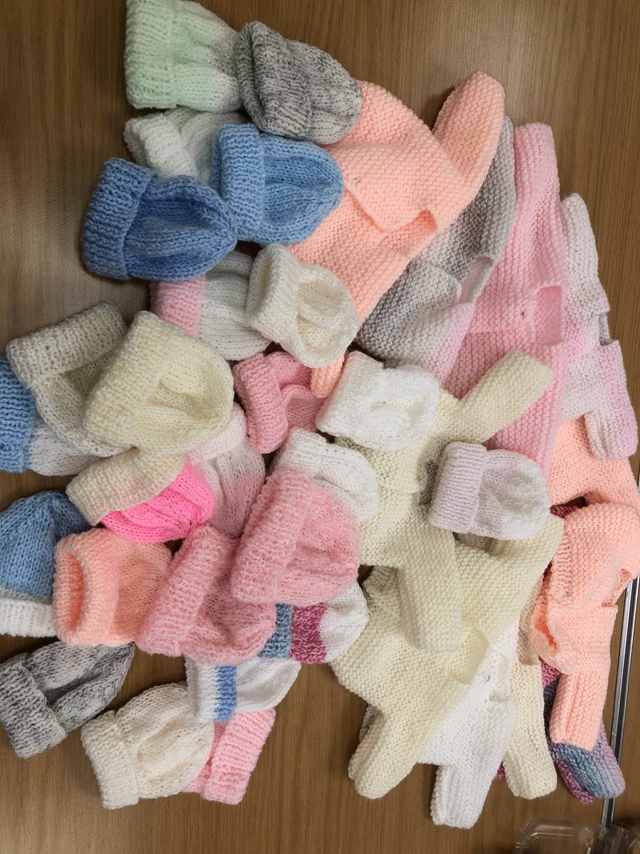 Cardies and hats for premature babies and angels for Heartlands Hospital, knitted by our wonderful stitch n knit group ❤️