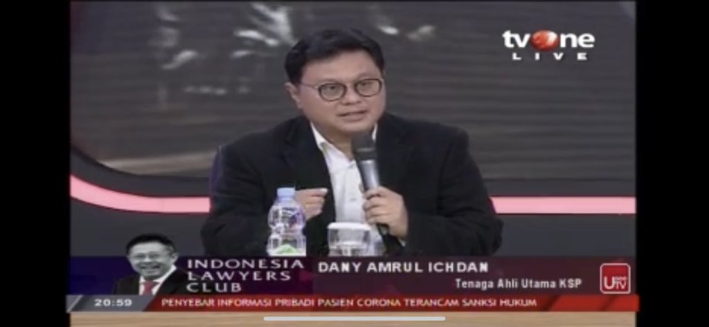 #ILCCoronadiIndonesia | NARASUMBER ILC : DANY AMRUL ICHDAN (Tenaga Ahli Utama KSP)