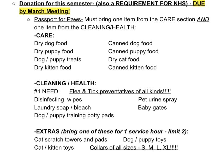 Hey guys, meetings this week! Tomorrow @ 3:50 or Thursday @ 7:50 in the lecture hall! DON’T FORGET TO BRING YOUR DONATIONS!!