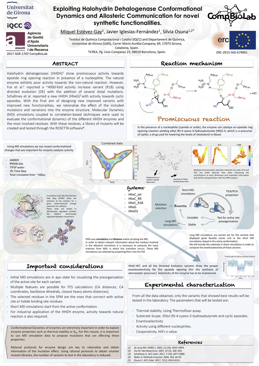Miquel Estévez (@miqueleg0) on Twitter photo Here is my contribution to #RSCPoster2020. In this poster you will find the protocol that we use at <a href="/CompBioLab_IQCC/">CompBioLab</a> for designing novel HHDH's with mutations with great allosteric effect for the catalysis. #RSCChemBio #RSCCat Here is my contribution to #RSCPoster2020. In this poster you will find the protocol that we use at <a href="/CompBioLab_IQCC/">CompBioLab</a> for designing novel HHDH's with mutations with great allosteric effect for the catalysis. #RSCChemBio #RSCCat