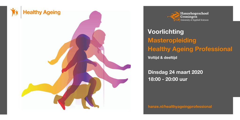 Wil je weten of de Masteropleiding Healthy Ageing Professional bij je past? Kom naar de voorlichtingsavond op dinsdag 24 maart 2020. Meer informatie en aanmelden: bit.ly/30mfgvU
#healthyageing #masterup