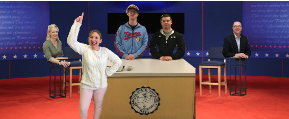 NoahSalmen's tweet photo. The Great Debate is almost here! Join us tomorrow from 12:00-12:50 in Kennedy Center room 105! If you can't be there the debate will be live-streamed using the @DSUteach page! @mikegarry10  @dsu360 @KinSchneider @GabeMydland 
RSVP this link: 
https://t.co/MjFV63H47f https://t.co/nPA66aIBxK