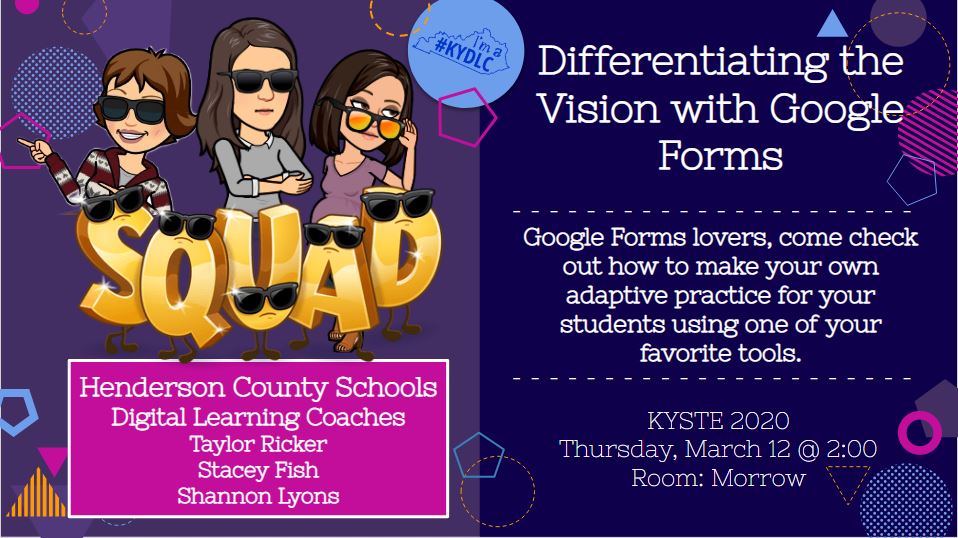 staceyfish80's tweet photo. We can't wait for #KYSTE2020 so we can share how to use Google Forms to create an adaptive practice for students.  Come check out our session on Thursday @ 2pm in Morrow. #KYDLC @TaylorRicker1 @LyonsShannon12 https://t.co/W154QSBCTz