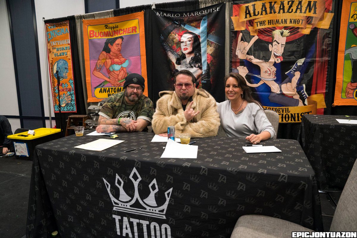 AlmightyCandy's tweet photo. #tattoojudge #villainarts #tattooconvention #tattoos #tattooed #tattooedwomen #tattooedmom #Saniderm #Electrumcleanse #villainartsattendingartist #villainarts2020  #tattootravel #CandyDunbar #TheDunbars https://t.co/iAijk1RQ5u