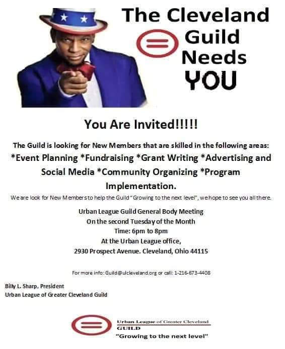 ClevelandGuild's tweet photo. You Are Invited!!!!! 
The Guild is looking for New Members that are skilled in the following areas:
*Event Planning *Fundraising *Grant Writing *Advertising and Social Media *Community Organizing *Program Implementation.
We are look for New Members to help the Guild, https://t.co/to4FCZn8Q2