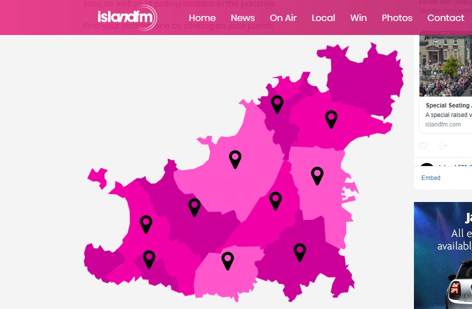 imalexwatson's tweet photo. Political anoraks, contain your excitement. Today's experiment - trying to recreate some of the features from Channel 103's #Jsy2018 election website on our new web platform for #Guernsey2020. #ReturnOfTheMap https://t.co/TYaUVwVjxc
