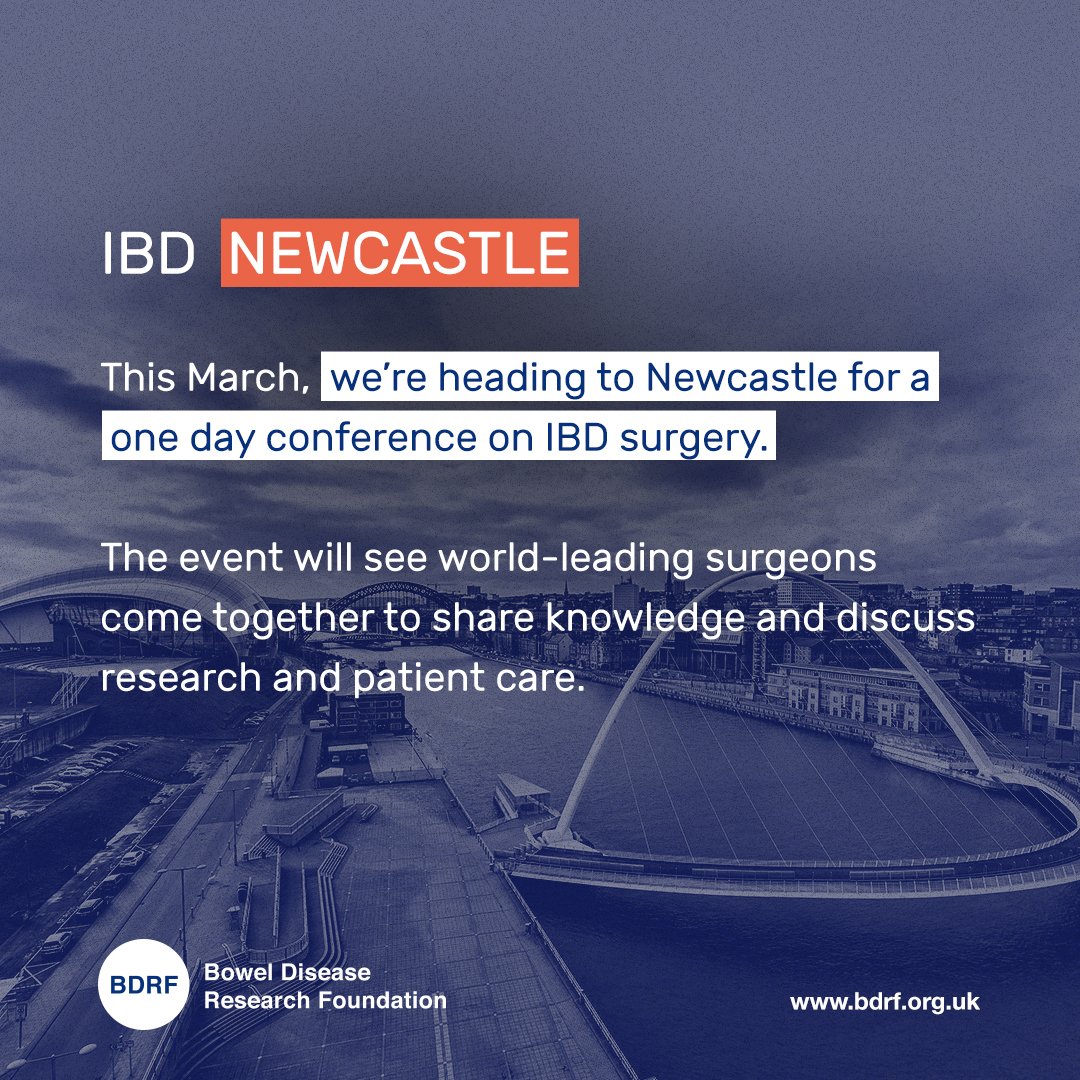 This March, we’re heading to Newcastle for a one day conference on IBD surgery.

The event will see world-leading surgeons come together to share knowledge and discuss research and patient care. Read more by clicking the link. bdrf.org.uk/news/research/…

#bdrf #cancer #IBDsurgery