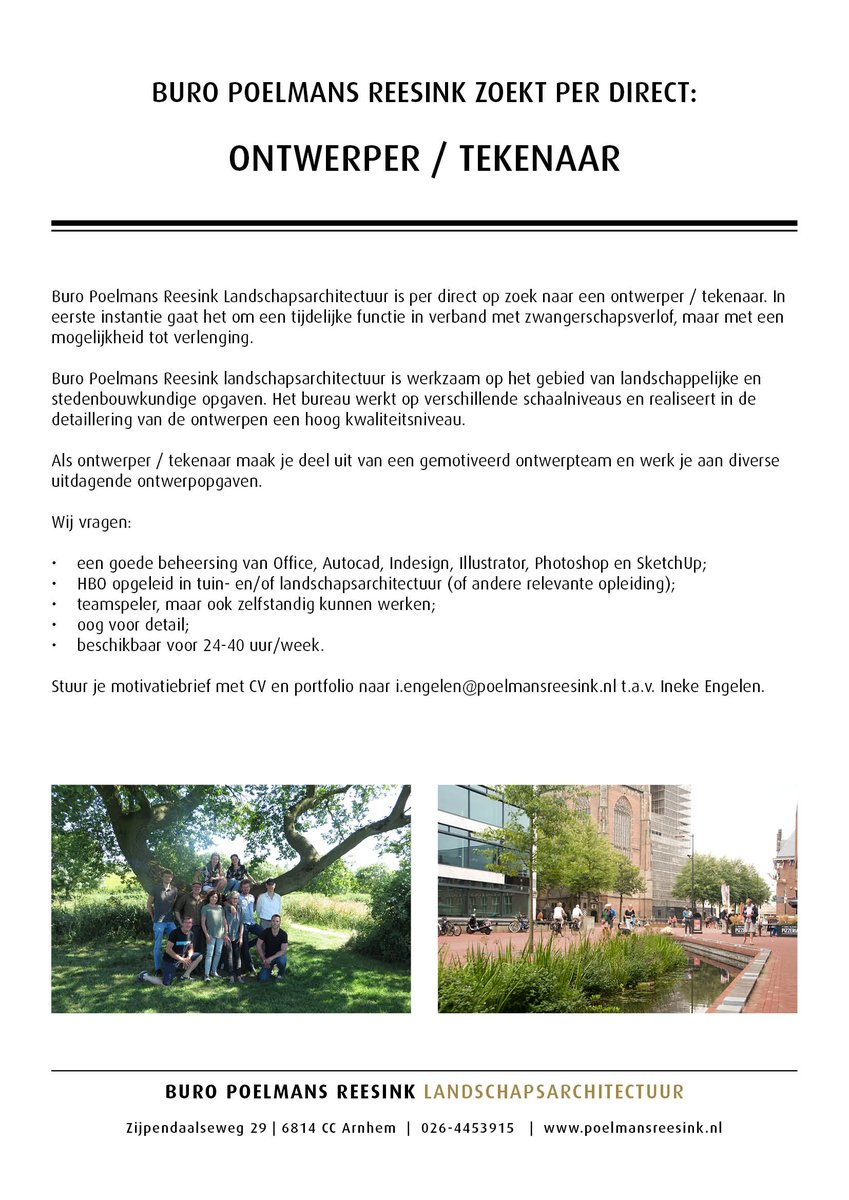 Wij zoeken een nieuwe collega! #Solliciteer nu op de functie ontwerper / tekenaar en maak deel uit van ons  ontwerpteam. #landschapsarchitectuur #vacature #ontwerper Delen mag!