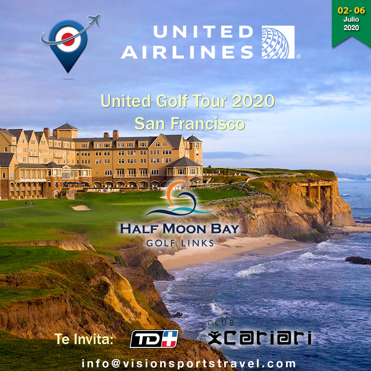 VST_Travel's tweet photo. UNITED GOLF TOUR 2020 #sanfrancisco #unitedairlines #golf #halfmoonbay #presisiogolfcourse #clubcariari #tdmas +506 2505-5415 info@visionsportstravel.com - https://t.co/HP3GdciFZM https://t.co/eP9WyQQ9Q4