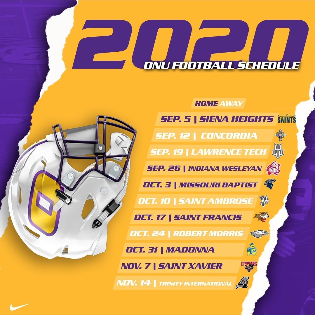 ONAZFootball's tweet photo. Mark your calendars... 🚨2020 ONU Football Schedule🚨
#GoldStandard #ONazFootball https://t.co/cXWDH4B9y7