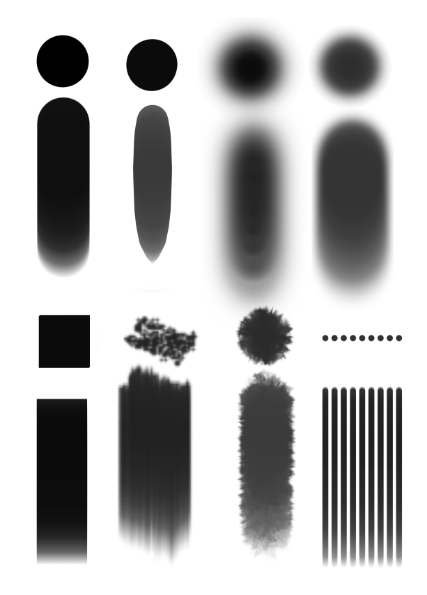 絵を描き始めた頃、上手い絵を描く人はどんなブラシ使ってるんだろうな・・・って思ってたんだけど、自分の手の内はコレです。特に四角ブラシをよく使います。その次に丸で、次にエアブラシって感じ。建物の背景描く人、本当四角ブラシ便利だから一回使ってみて!?