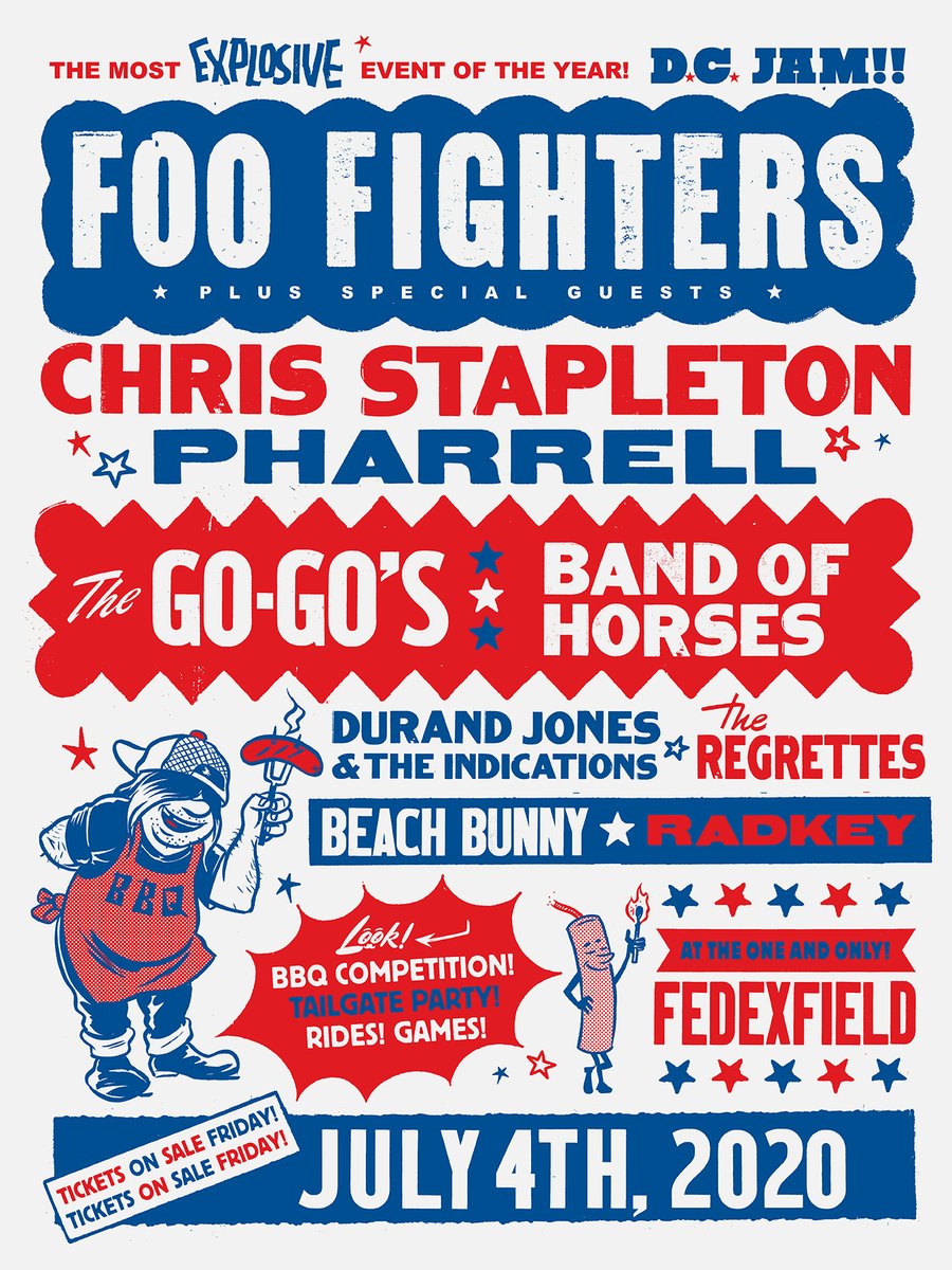 dcjamfest's tweet image. Welcome to D.C. JAM !!
July 4th @ FedExField 🤘
Join Foos in celebrating 4th of July &amp;amp; the 25th birthday of the first album. Pre-sales start TODAY at 12pm ET check your in boxes for codes!

dcjamfest.com
#DCJAM