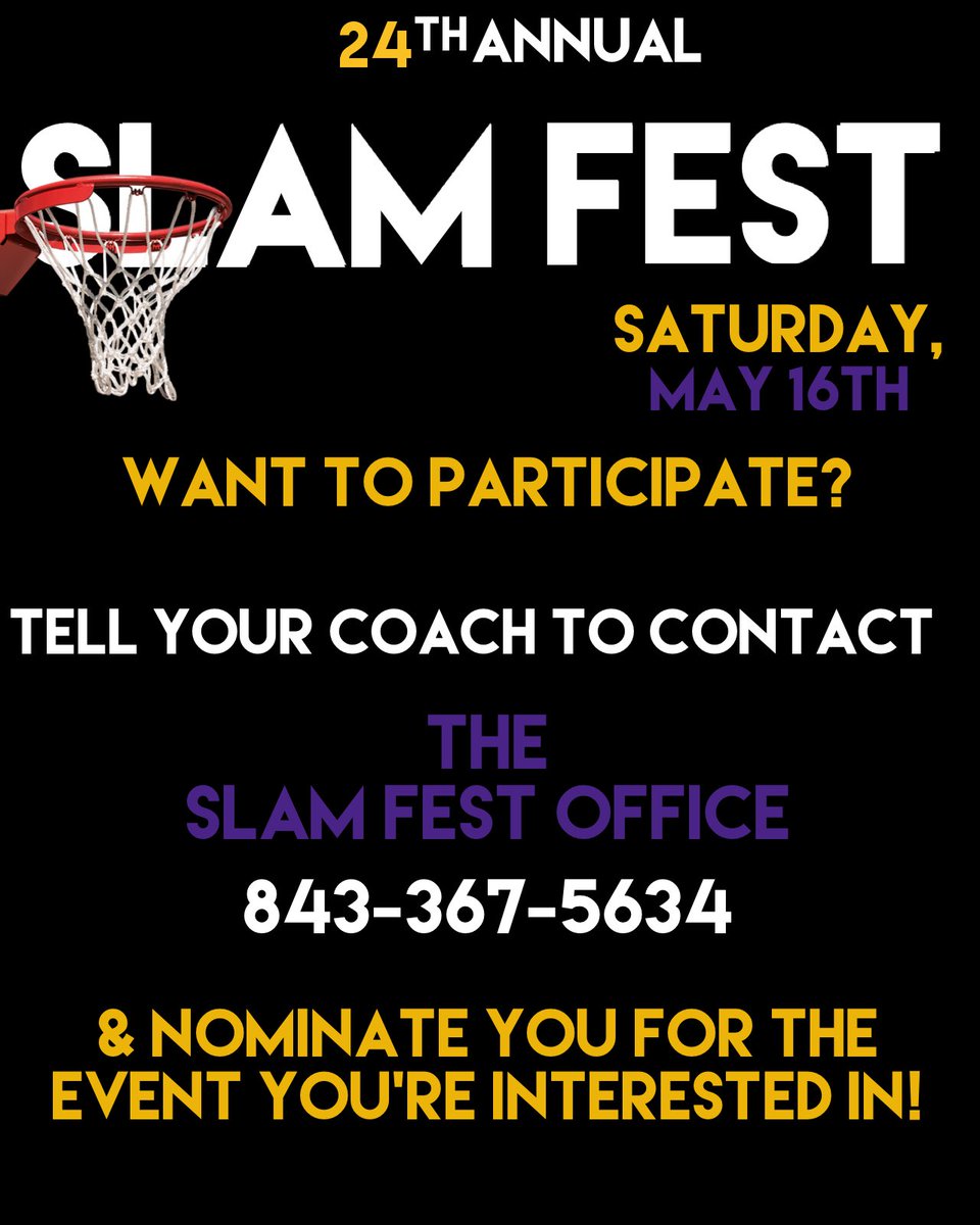 slam_fest's tweet photo. ATTENTION BASKETBALL PLAYERS: You may now tell your coach to call the Slam Fest office and nominate you for the event you would like to participate in! The Slam Fest team will ONLY potentially accept players that have been nominated! No late entries! Spots fill up fast! 🏀 https://t.co/34eQ0WtN8k