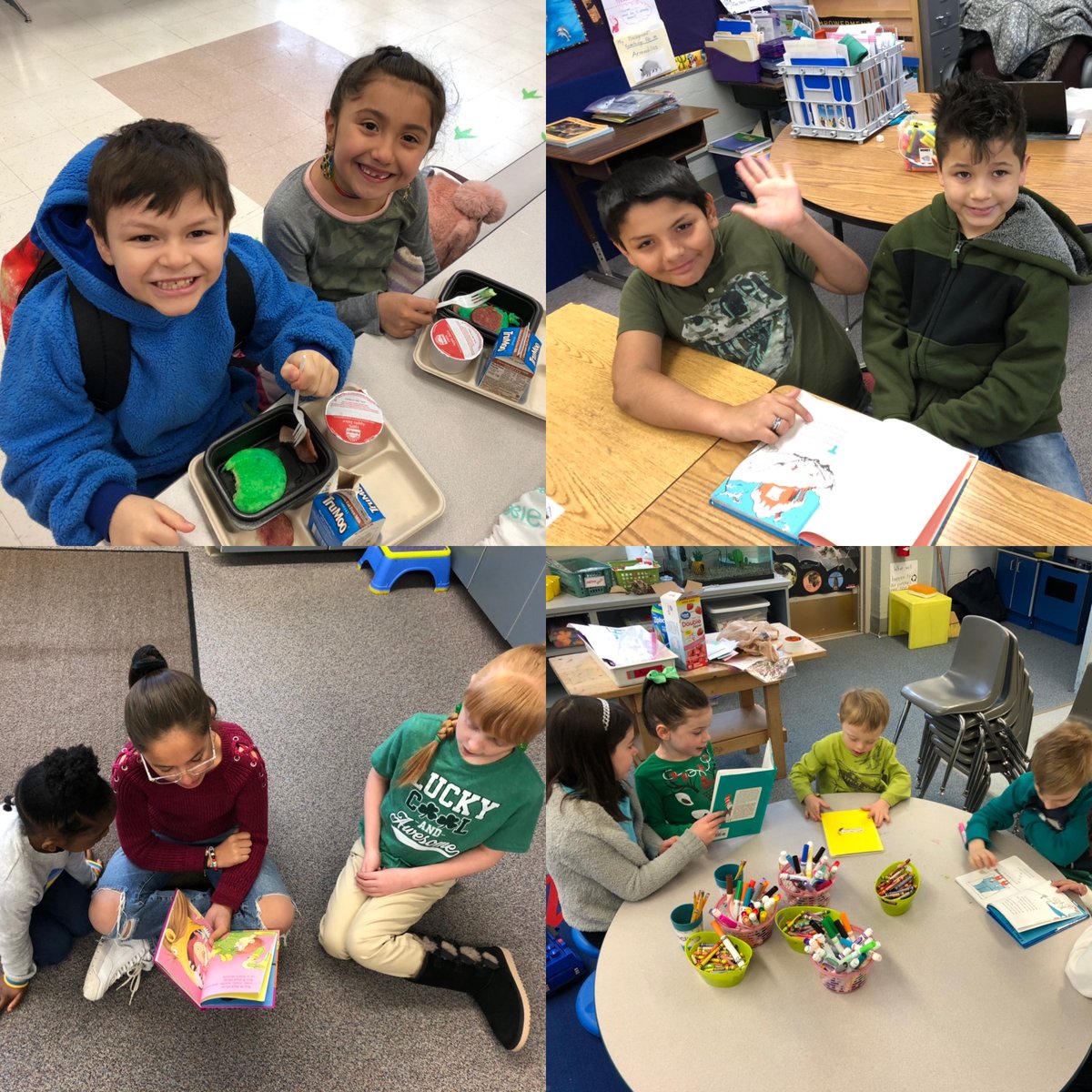 Great start to Dr. Seuss week with green eggs and ham and a school wide read in! #FitzFalcons #GROW