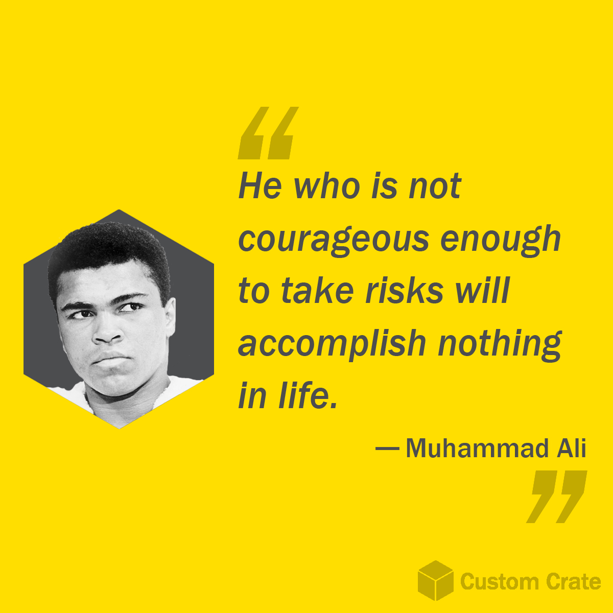 TheCustomCrate's tweet photo. SPARK QUOTE:
A weekly quote to help spark your inspiration!

#Inspiration #Motivation #MuhammadAli https://t.co/Bxd1PryVBB