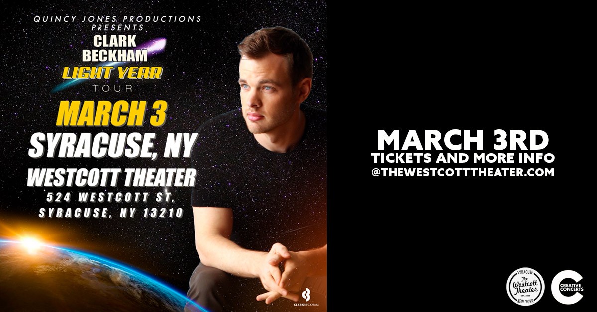 TONIGHT!

Don't miss Clark Beckham's Light Year Tour🚀✨

Tickets are available at: bit.ly/ClarkBeckhamSYR

Tickets will also be available at the Box Office when doors open at 7PM