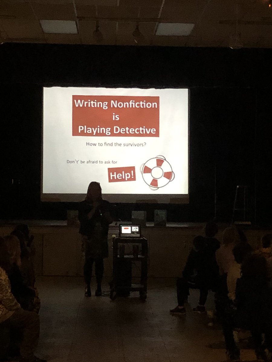 dburns_BPS's tweet photo. Susan Hood, children's book author of #Lifeboat12 #ShakingThingsUp, #AdasViolin, #TitanandtheWildBoars, visits JES this morning! What a wonderful experience for JES S’s to hear the historical and biographical context behind her work. @sHood125 @SalernoBethel @BethelCTSuper https://t.co/BdZyc15pby