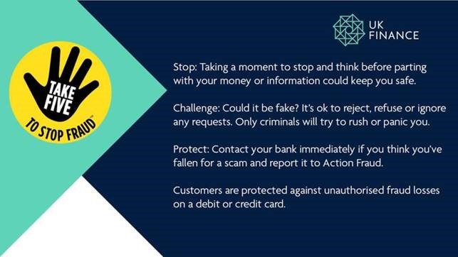 TakeFive's tweet photo. Be aware criminals are exploiting Coronavirus to trick you into revealing personal or financial information via phishing emails. Be vigilant and follow #TakeFive to Stop Fraud advice. 

Always @TakeFive &amp; verify any contact via trusted sources. https://t.co/o5LMWQHHPk