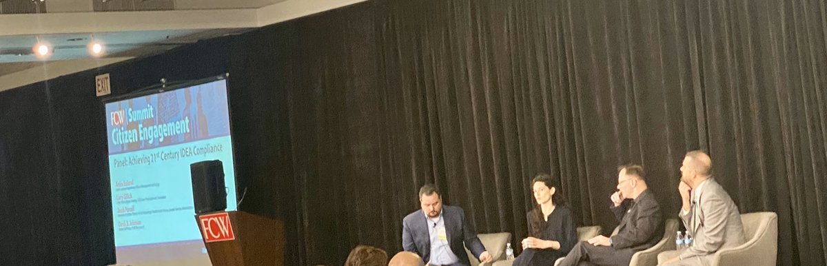 vtrhoads's tweet photo. Great panel on Achieving 21st Century IDEA Compliance #FCWCitizen #citizenengagement https://t.co/x4vMUN3hfi