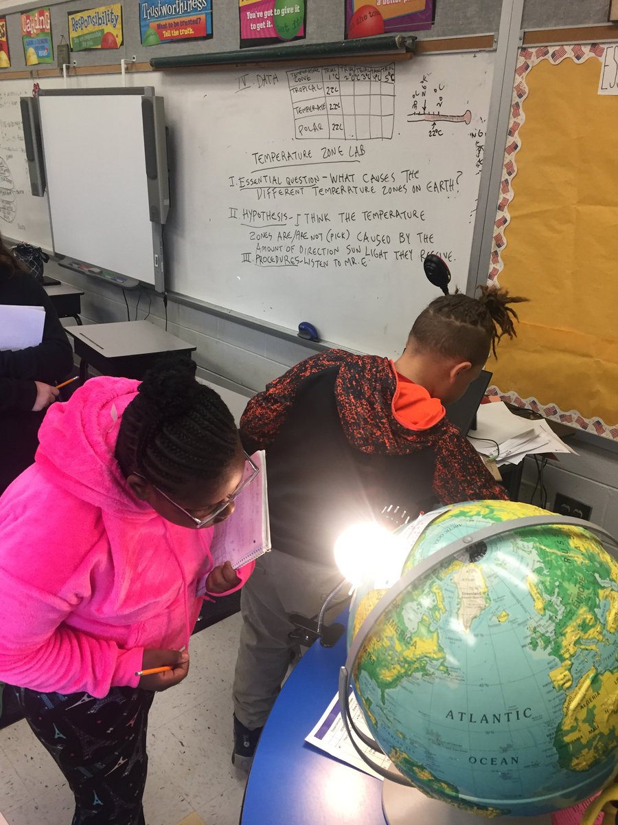 EngemanMichael's tweet photo. Mr. E.'s scientists are learning about Climate Zones by doing a lab and recording and analyzing data.#RESKnights https://t.co/Lq6XVdXRy7