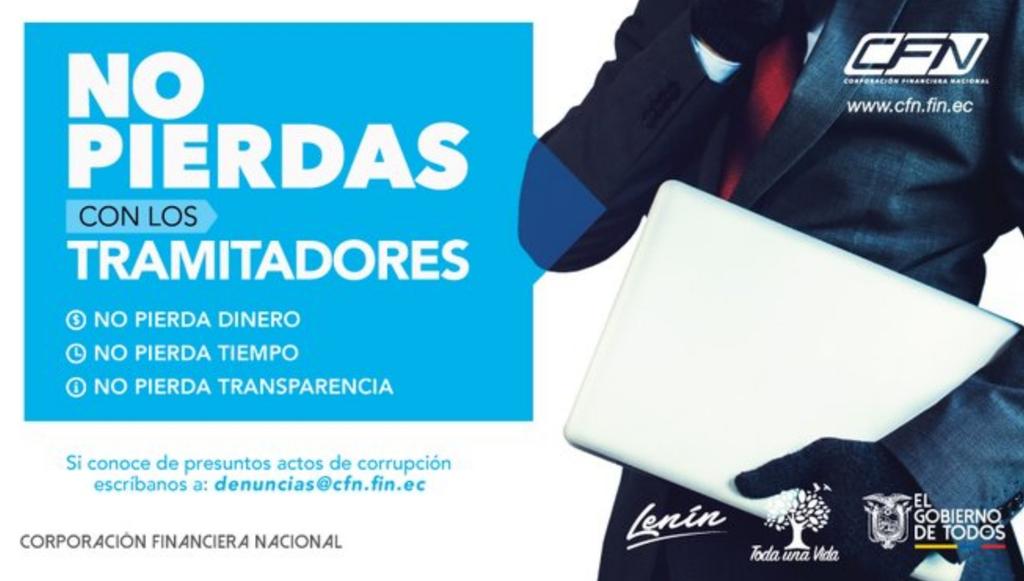 CFN_ECUADOR's tweet photo. ✔ No pierda tiempo
✔ No pierda dinero
✔ No pierda transparencia
En todas las sucursales de la Corporación Financiera Nacional (#CFN) contamos con personal especializado y autorizado, dispuesto a asesorarlos de forma gratuita. #CFNTransparente
https://t.co/rQ2kSNrFVQ https://t.co/z659KhU4w6