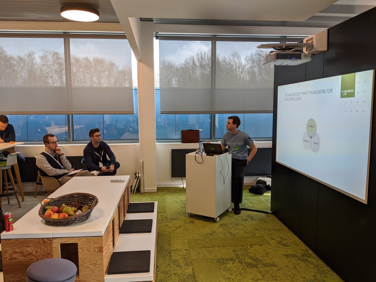 Phille88's tweet photo. The Holy Trinity of Innovation. Presented in the office of the future, by @TomorrowLab. Need I say more? Let's get those engines running!
#livtom #tomlab #hackathon https://t.co/fQml4BCoKR