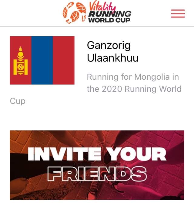 amgalan_so's tweet photo. 2-хон хоногийн дараа болох #RunningWorldCup -д бидний хэдэн нөхөд Монгол улсынхаа нэрийн өмнөөс гүйхээр зориглон бүртгүүлэв. Дэлхийн 181 орны гүйгчидтэй өрсөлдөнө. Хамгийн олон километр гүйсэн улсын баг түрүүлэх юм байна. 

#TeamMongolia 🇲🇳
#VitalityRWC #RunForMongolia https://t.co/527KHM0s0k
