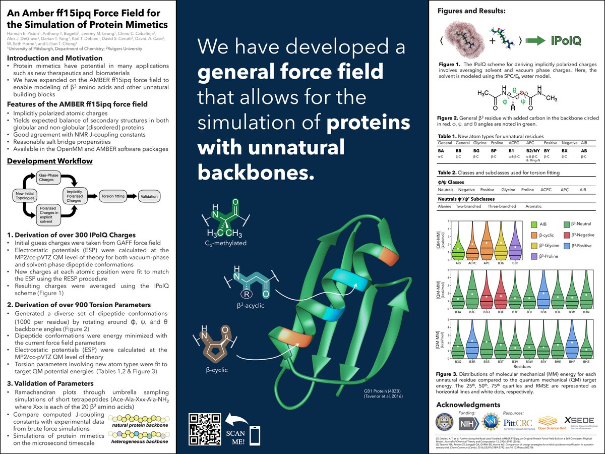 Hannah Piston Hey Everyone Check Out My Poster Titled An Amber Ff15ipq Force Field For The Simulation Of Protein Mimetics For The Rscposter Twitter Conference Rscphys Ltchong Pitt Chemistry Qr Code