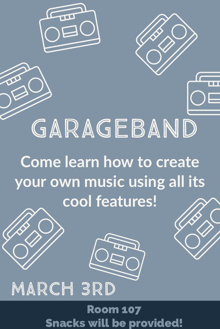 OLSpartanPlus's tweet photo. Spartans - Learn from your peers on the iTeam how to create your own music using Garage Band during Spartan+ today Tuesday! Sign up for Garage Band in Arena Scheduling by filtering by Subject: Other or by Teacher: Mrs. Meyers. @olchsdaily https://t.co/9BSIY4Zsut