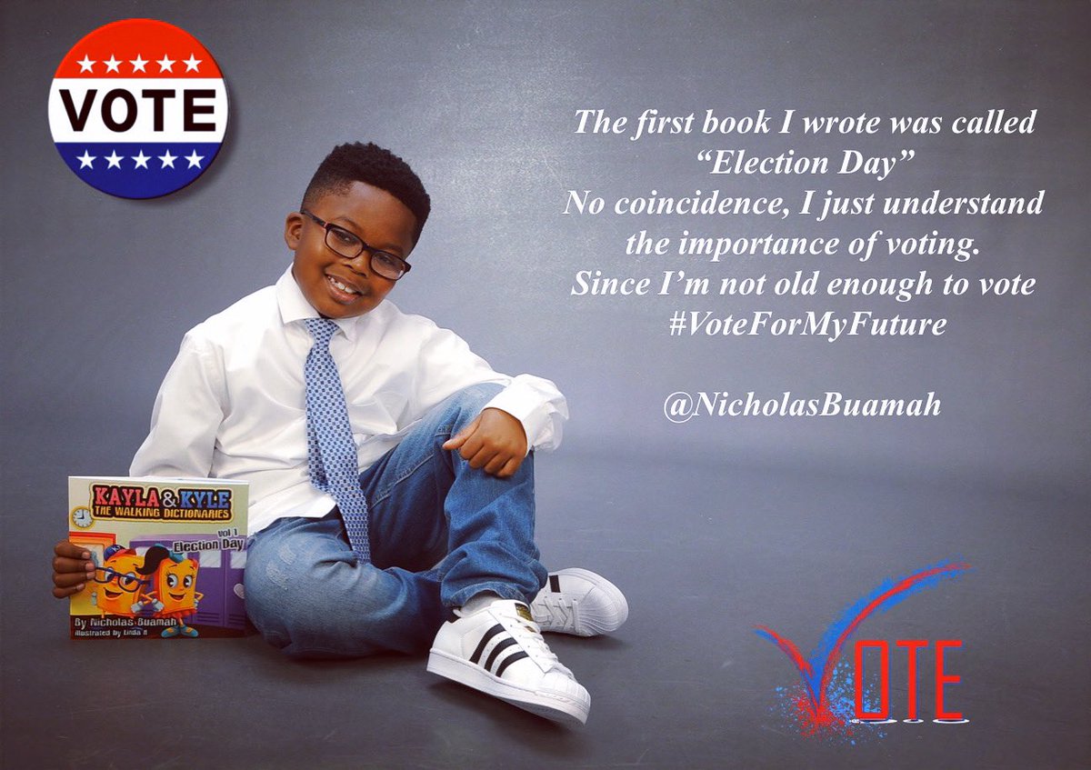 NicholasBuamah's tweet photo. The first book I wrote was called “Election Day” No coincidence, I just understand the importance of voting. Since I’m not old enough to vote #VoteForMyFuture
#SuperTuesday
#FuturePresident
#ElectionDay
#VotingMatters
#YourVoteCounts
#LibraryOfCongress
#TheYoungWillLead https://t.co/Qp2NgAGSbD