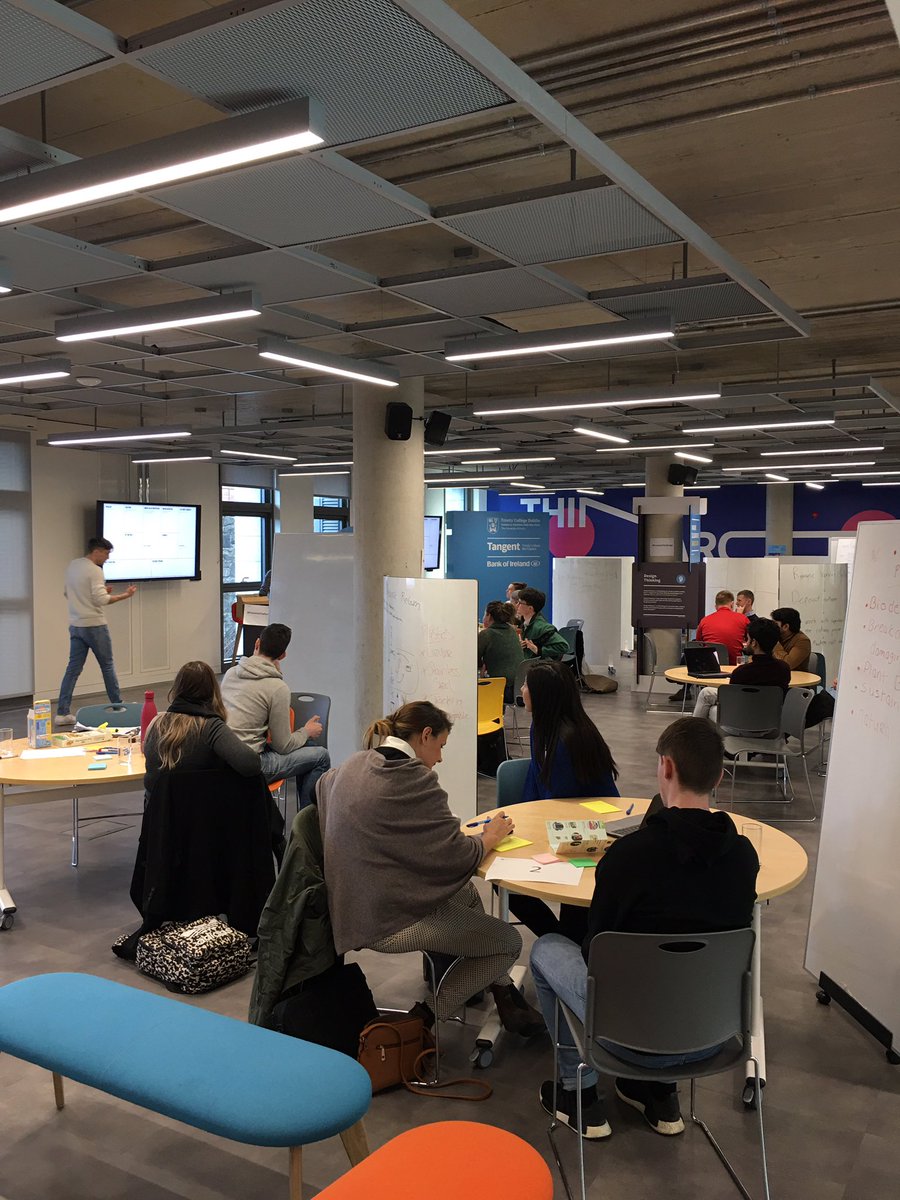 TCDPortal's tweet photo. Teams are formed and the ideas are on whiteboards #ProvostChallenge #HackPlastic https://t.co/FJMkTbaGTs