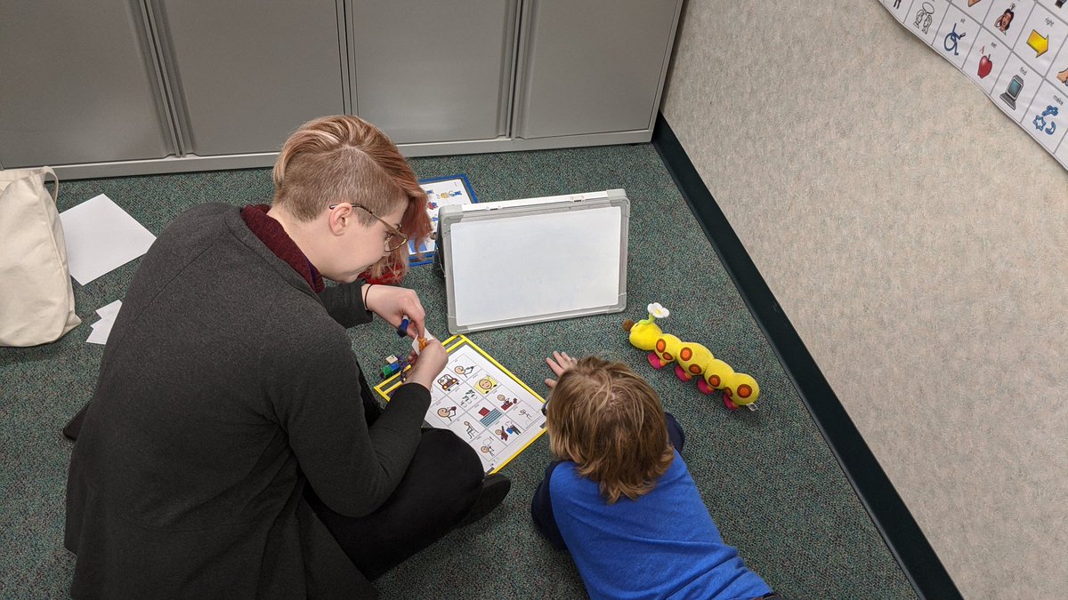 SandersSELF's tweet photo. Blue Do! Mr. Wiggler is working to construct sentences of what objects do. @MissGoodinSLP #WeAreWayne #WhatWeDoDifferently https://t.co/NLy7a2MLBk