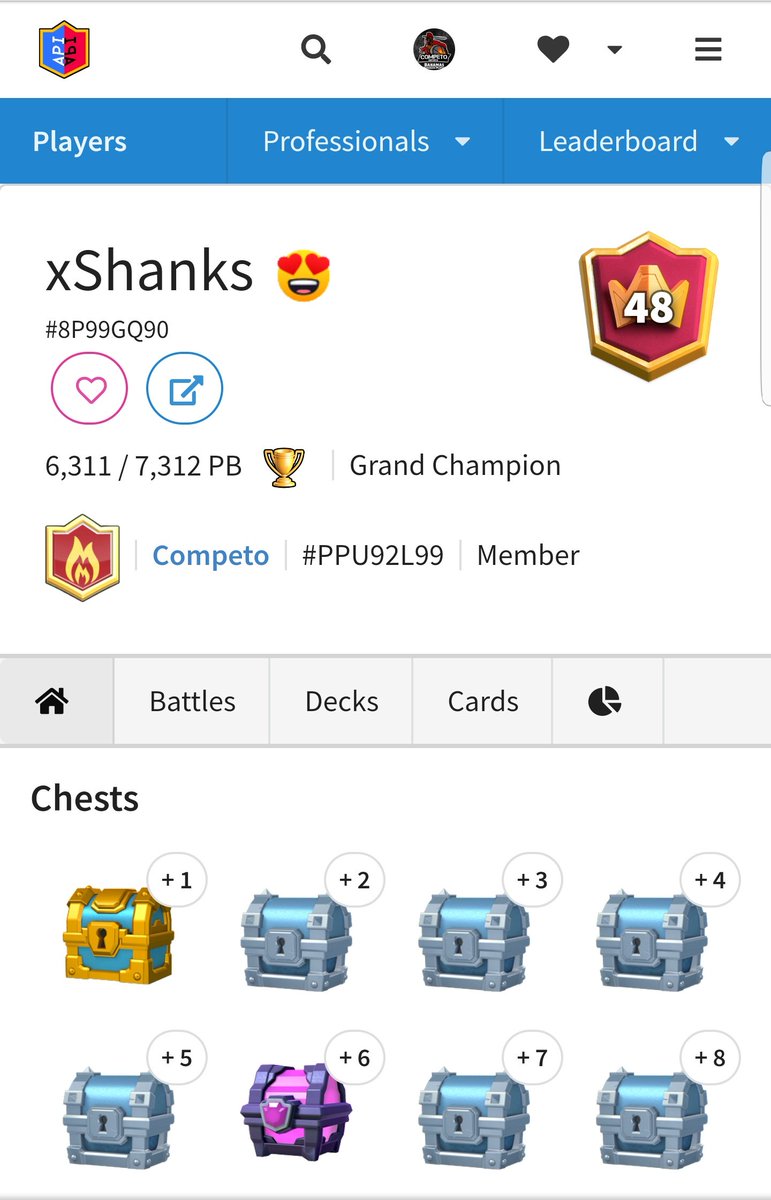 Competo_eSports's tweet photo. Our Player @xShanks8 finished top 3 in a 1000 man tournament of @RoyaleAPI and received an exklusive Smiley on his @RoyaleAPI  profile. 
What a nice Performance, we are proud of you🙏🏽❤

Feel free to follow him! 🔥

#CompetOP🔥⚔❤ https://t.co/js1fN2QJ8F
