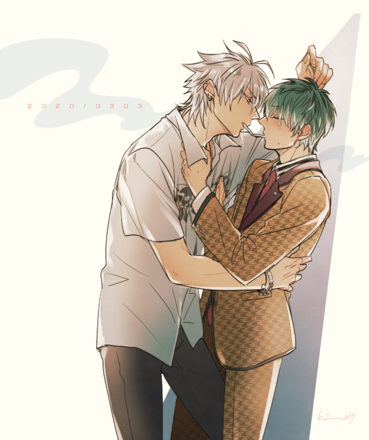 「2年越しのシガーキス

#303さまささの日 」|お全裸のイラスト