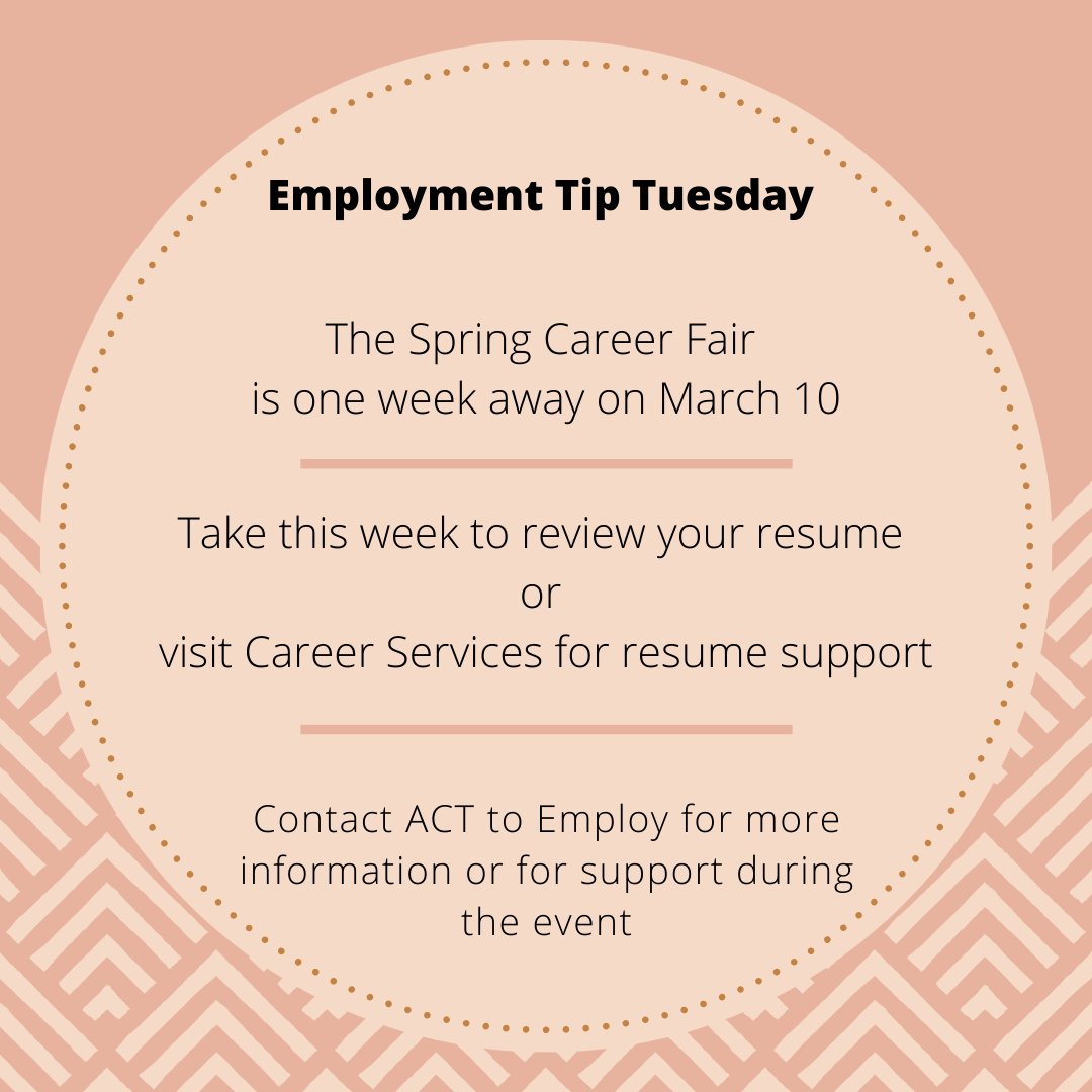 For more information contact ACT to Employ by email ACTtoEmploy@carleton.ca or visit the Career Services website carleton.ca/career/